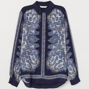 H&M Blue Paisley Pattered Blouse